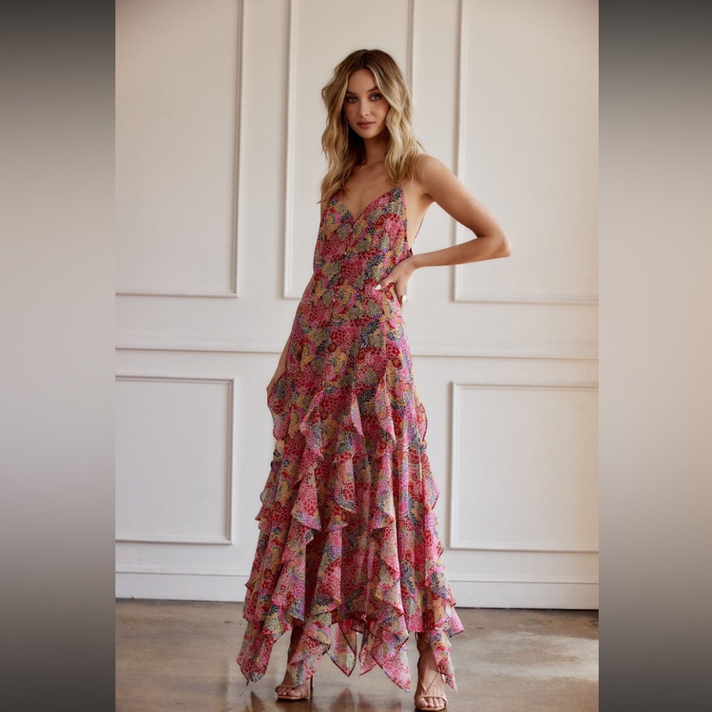Lila Pink Floral Maxi Dress
